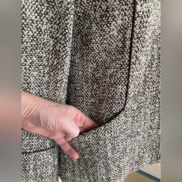 Lafayette 148 Tweed Fringe Jacket US 6 Brown Tan Academic Classic Chic Blazer - Picture 6 of 13